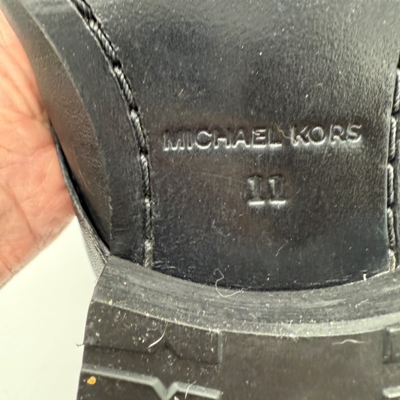 Michael Kors Black Leather Moto Boots Women’s 11 / 41 Buckle Strap Mid-Calf - Picture 10 of 15